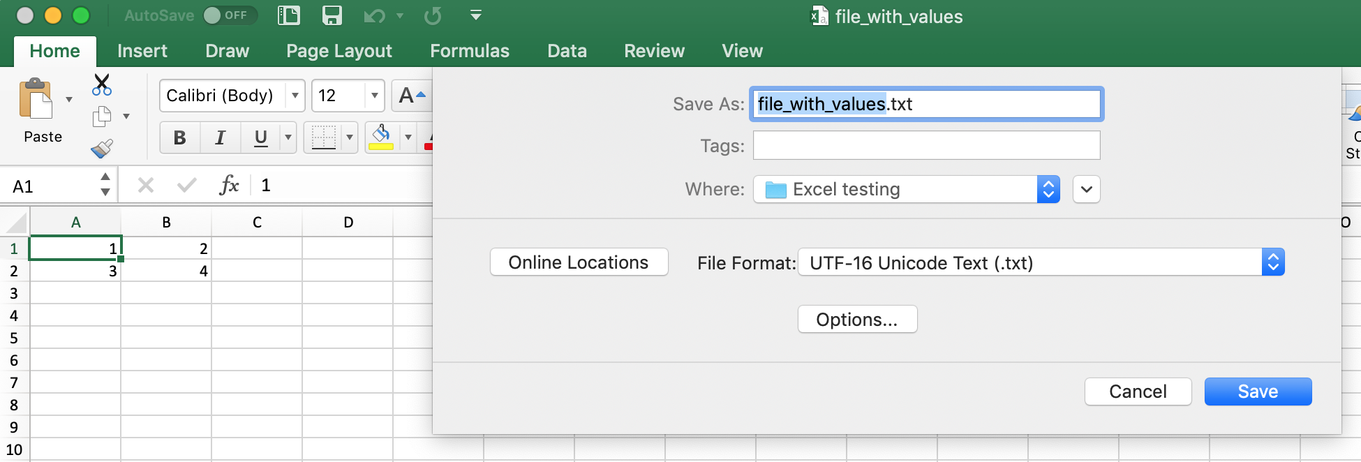 Mac Excel 1617 Csv Utf 8 Trying To Save As Utf 16 Microsoft 7321