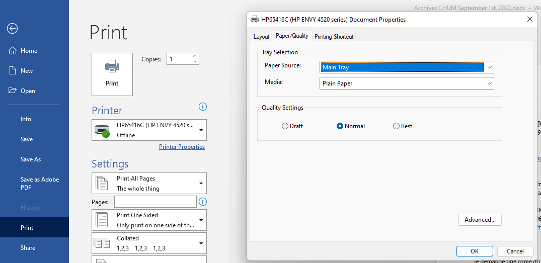 Unable To Print A Word Document In Color Microsoft Community