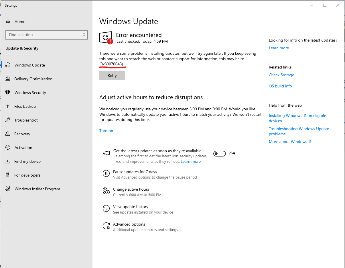 How Do I Fix The "0x80070643" Update Error? - Microsoft Community