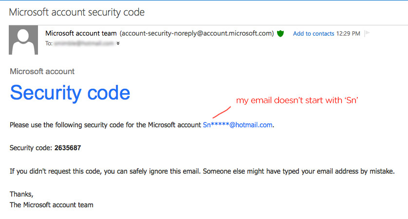 Why did I get a Microsoft account security code?