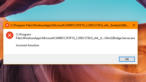 Program files windowsapps неверная функция. C:\program files\WINDOWSAPPS\. Ошибка Windows Bridge Server. Win32 Bridge Server. Ошибка c program files WINDOWSAPPS Microsoft 549981.