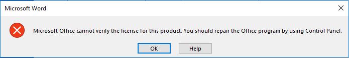 Microsoft Office Cannot Verify The License For This Product You