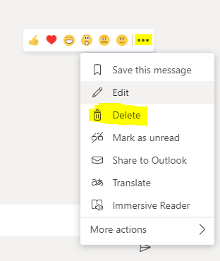 ms teams how to delete message