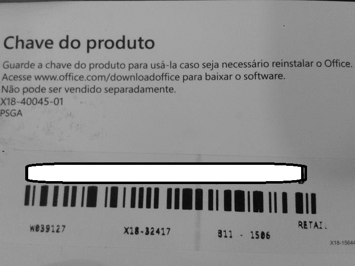 Código de Barras da chave de produtos - Microsoft Community