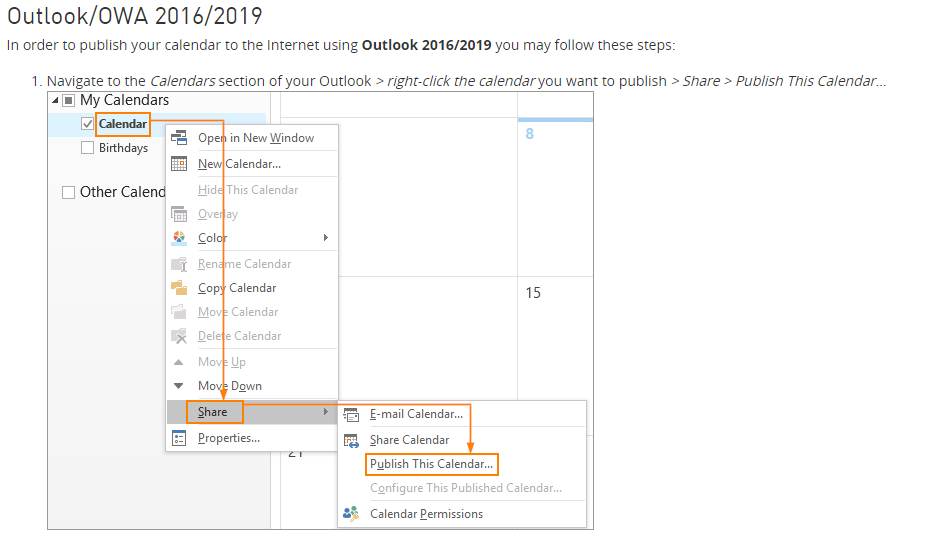 Publish this calendar option missing from outlook 365 Microsoft Community