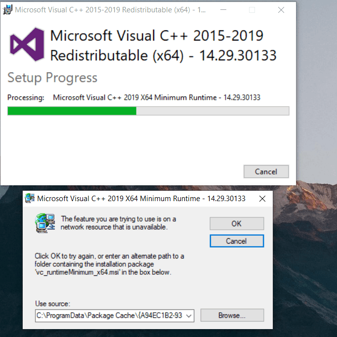 Error During Installing Visual C++ 2019 Minimum Runtime - Microsoft ...