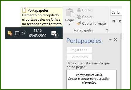 Arriba 53+ imagen el portapapeles de office no reconoce este formato