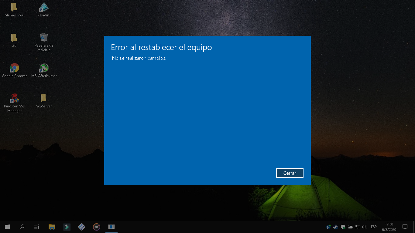 Error Al Restablecer Windows - Microsoft Community