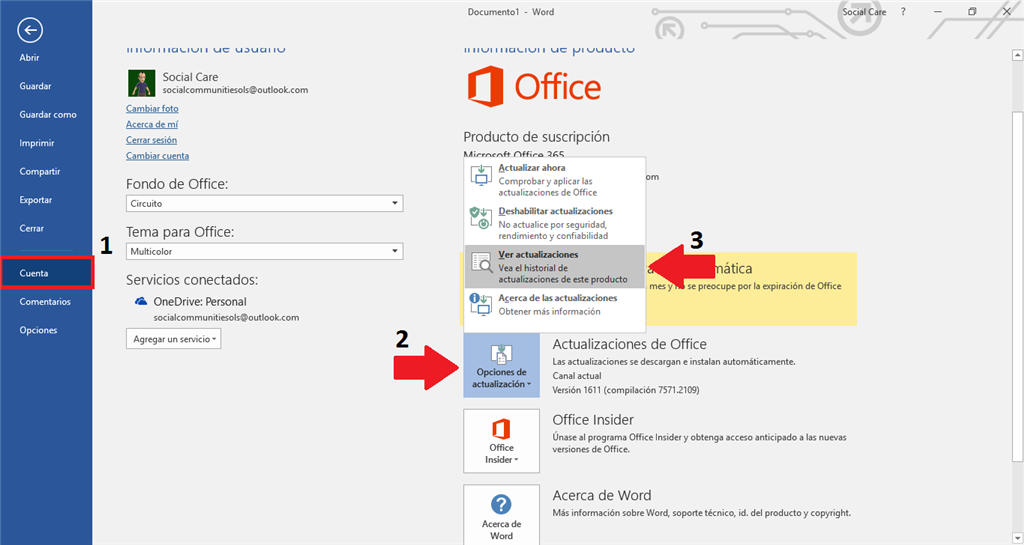 Office 2016 - No sé si se esta actualizando. - Microsoft Community