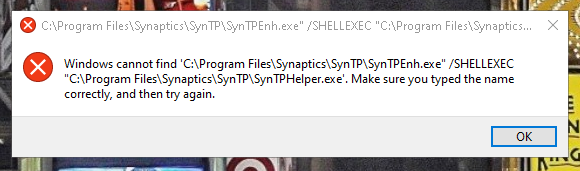 Syntphelper exe ошибка при выключении компьютера