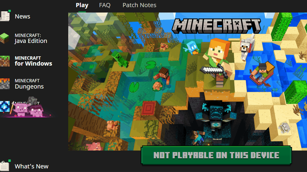 Free edition of Minecraft for Windows 10 not on my device