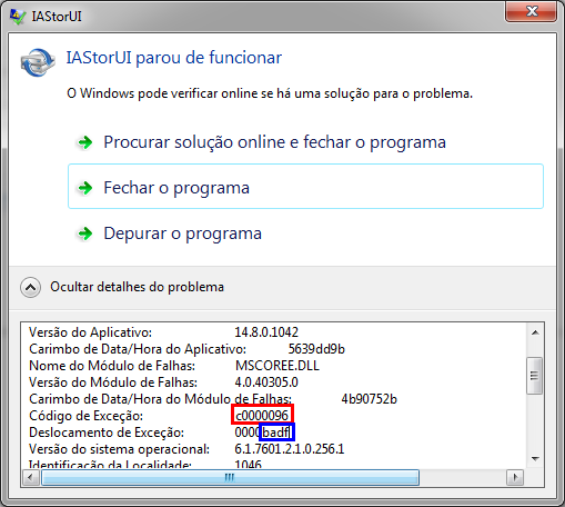 Problema Com Windows, Erro 0000096 Em 719dbadf - Microsoft.