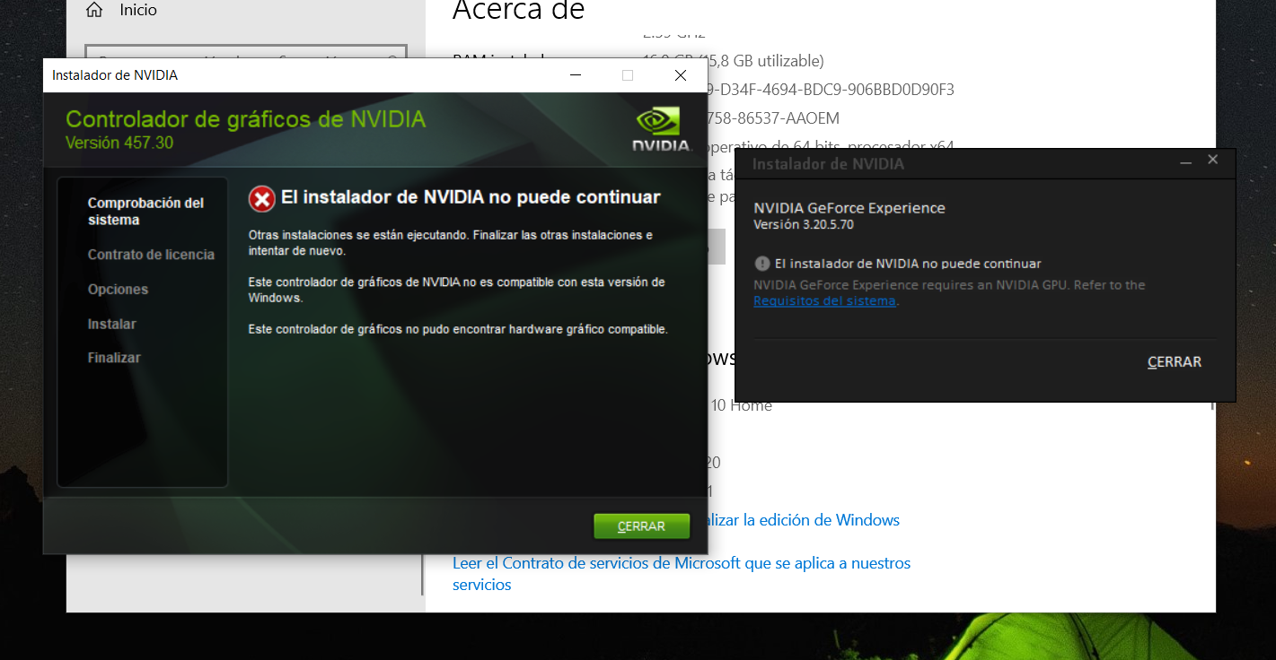 El instalador de nvidia no puede continuar best sale windows 10