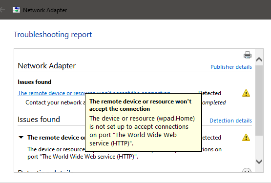 Unique Internet Issue - The remote device or resource won&rsquo;t accept 