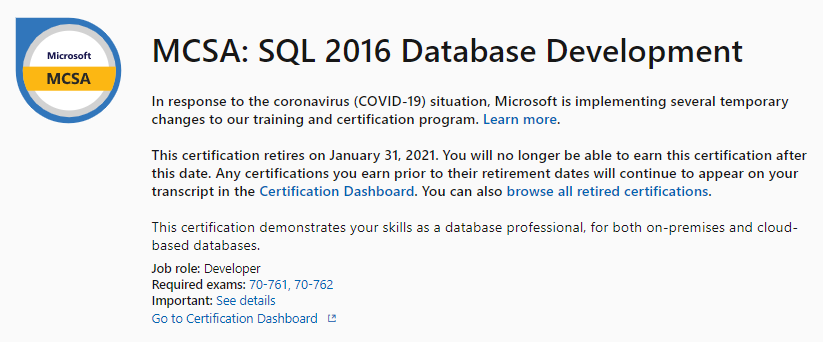 Rust desinficere værksted SQL 2016 Database Development Exams - Training, Certification, and Program  Support