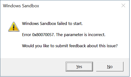 Ошибка 0x80070057. Ошибка 0x80070057 параметр задан неверно. 0x80070057 код ошибки. Windows Sandbox Error. Доступ к start