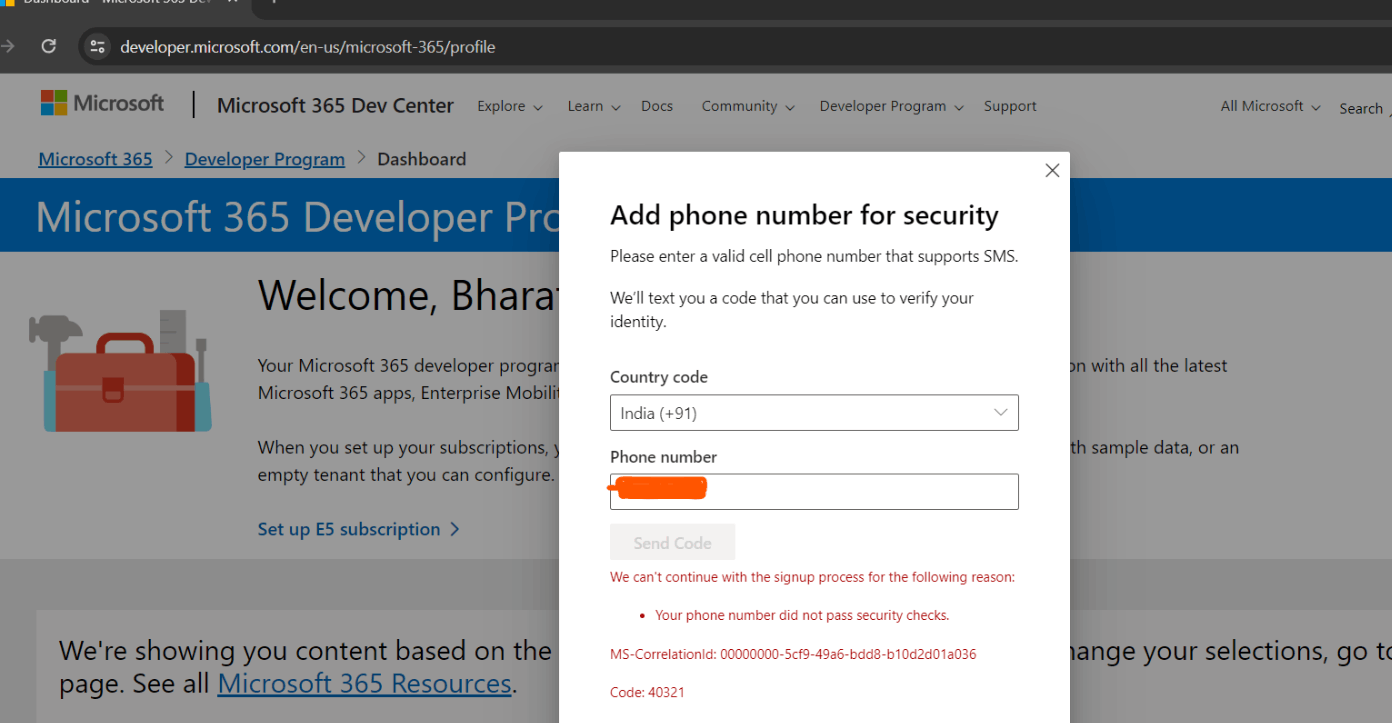 Phone number did not pass security checks microsoft while creating -  Microsoft Community