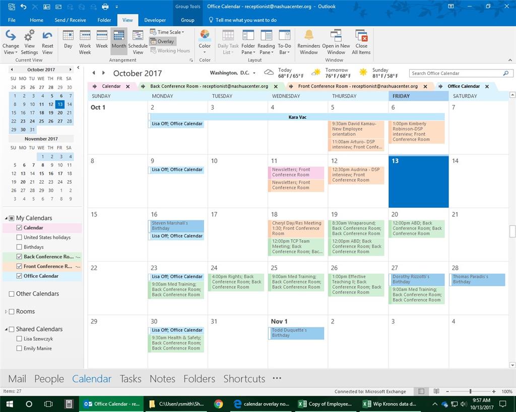 calendar overlay not staying - Microsoft Community