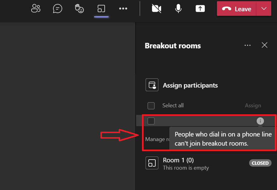 Breakout room when user phoned in - Microsoft Community