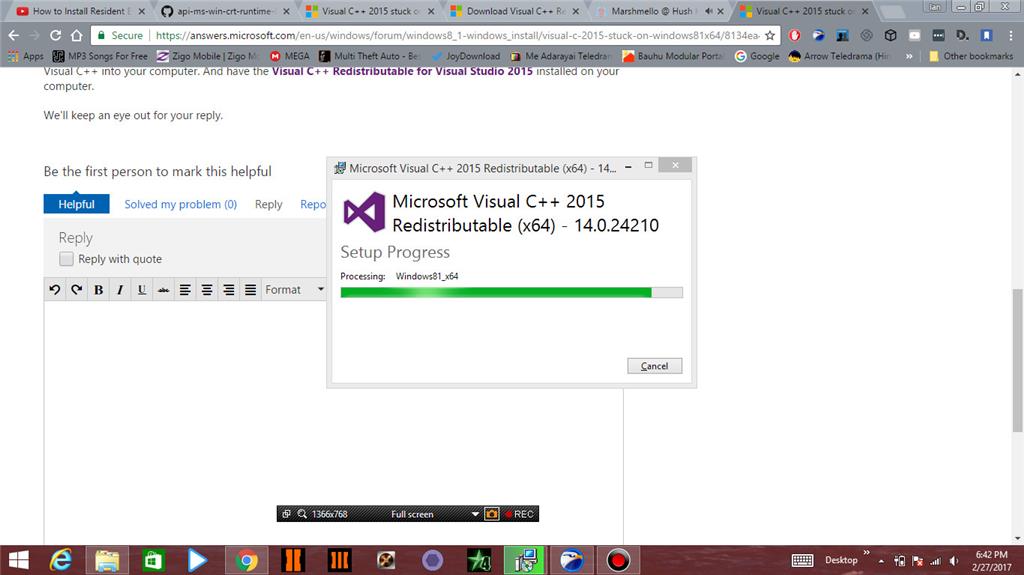Visual C 15 Stuck On Windows81 X64 Microsoft Community