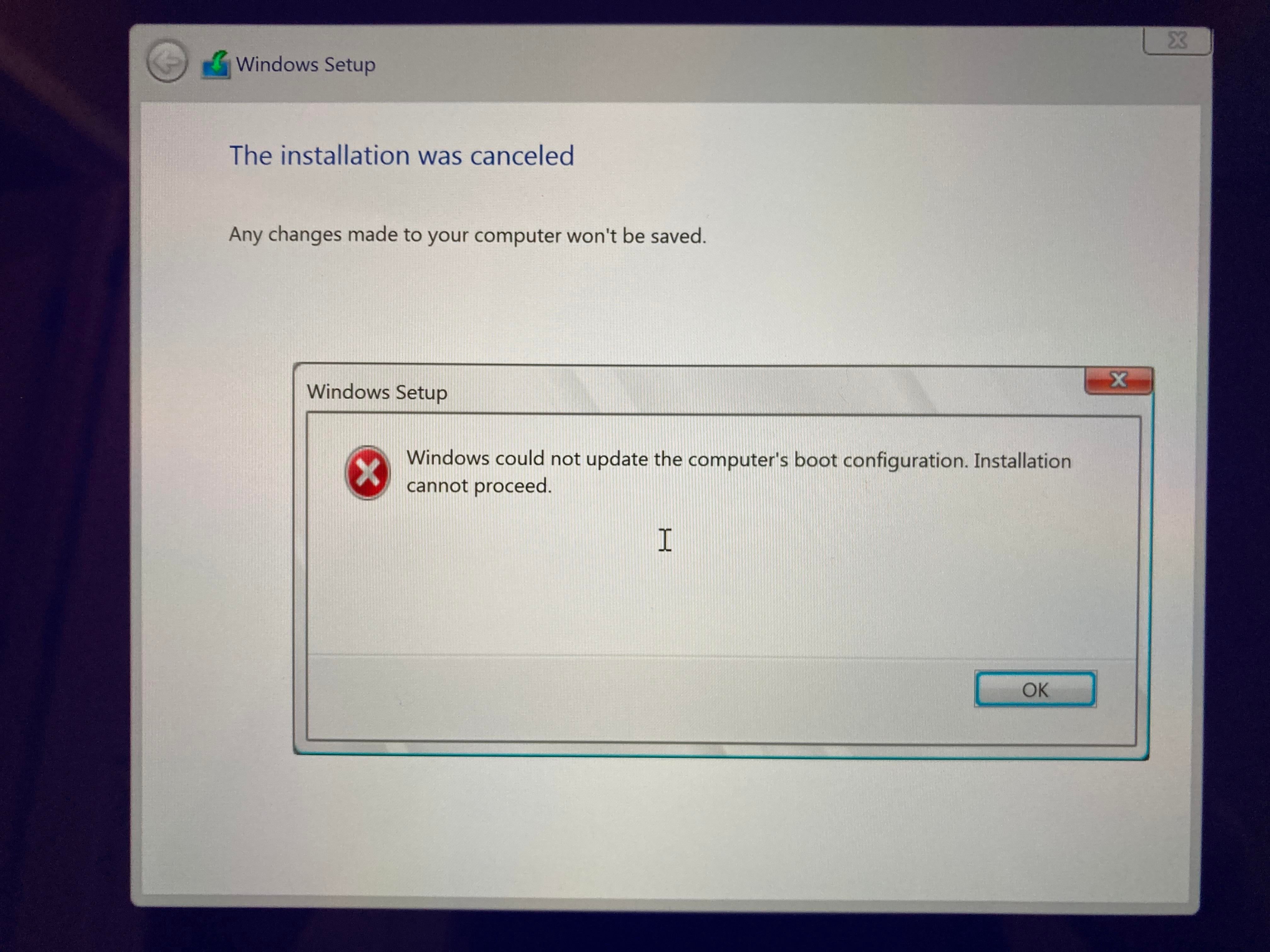 The installation cannot