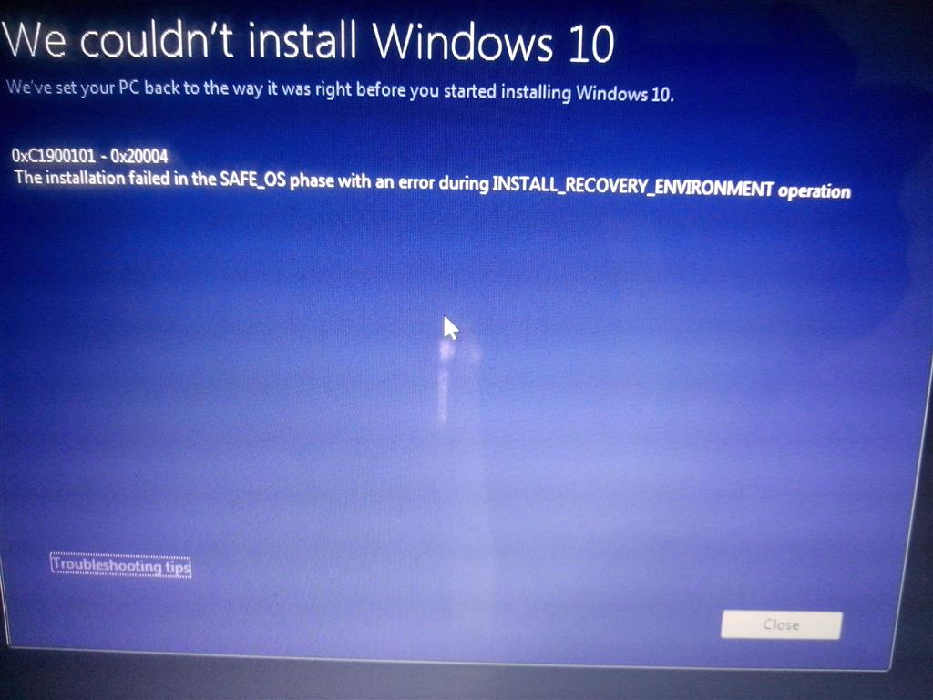 Não foi possível instalar o Windows 10: Erro 0xC1900101 - 0x20017 -  Microsoft Community