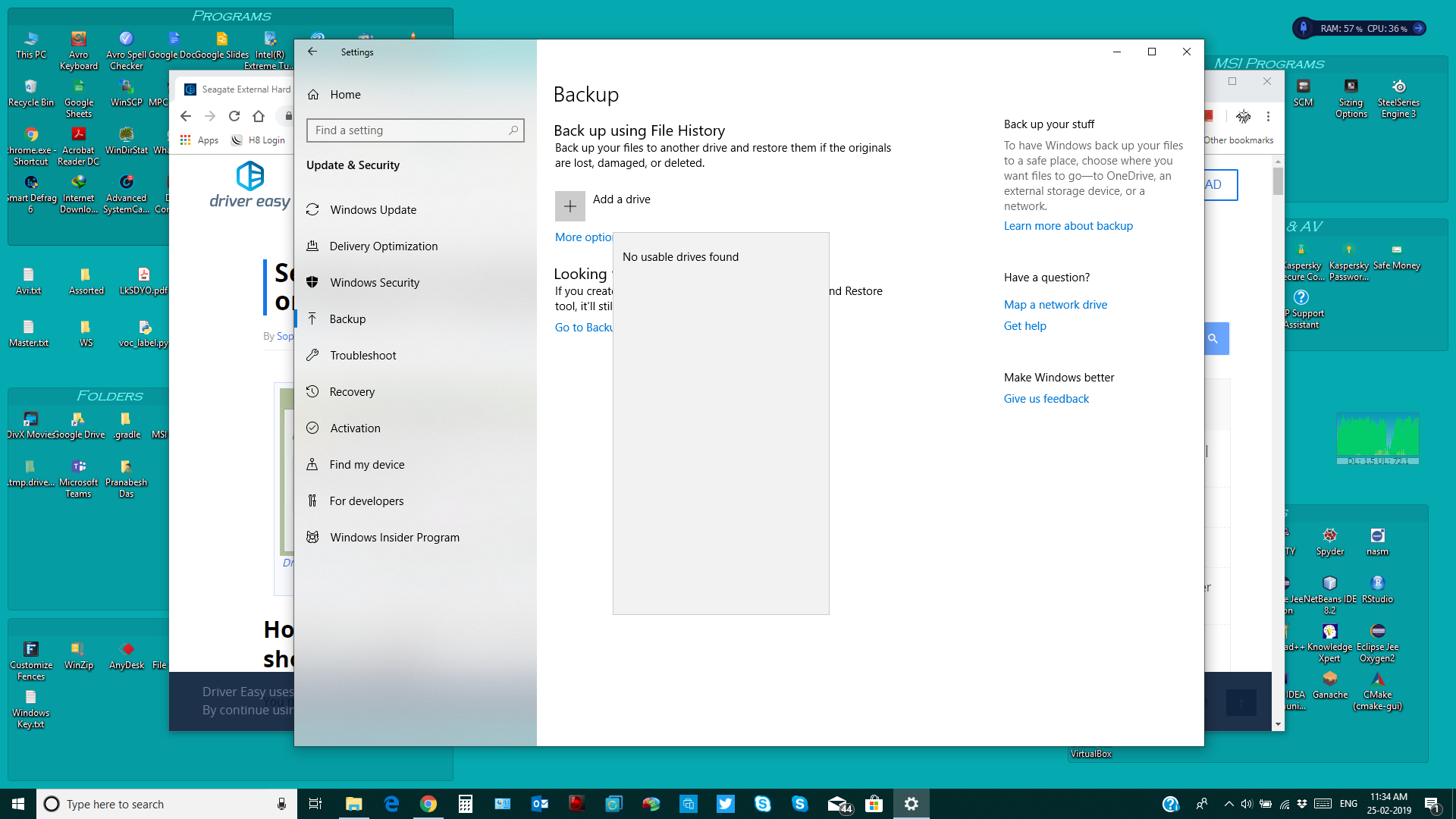 Windows 10 Backup does not recognize Seagate Backup Plus Slim 2TB