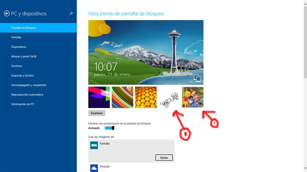 Pantalla de Bloqueo Windows  - Cómo quito miniaturas de fotos - Microsoft  Community