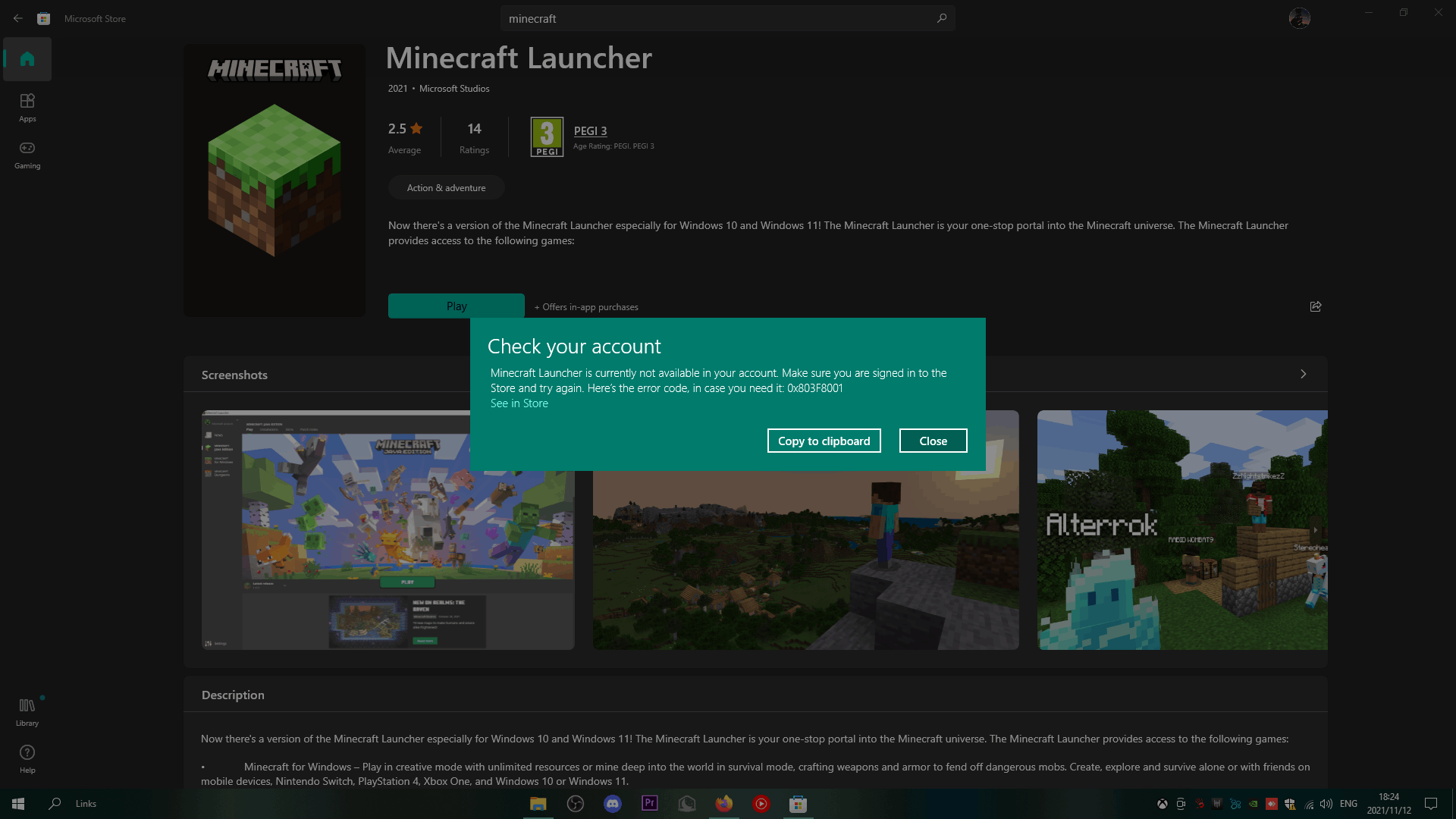 Minecraft Launcher error - Microsoft Community