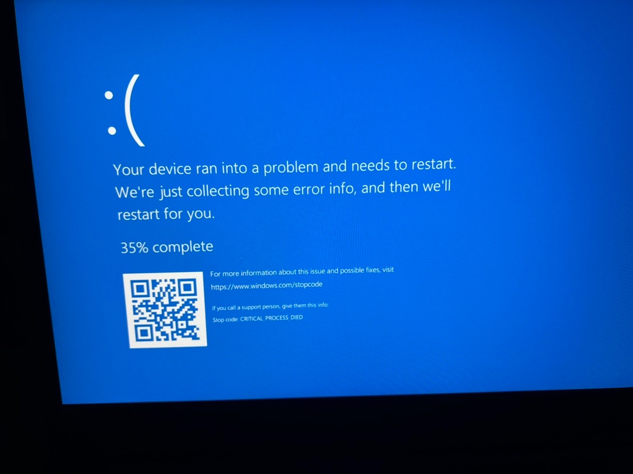 Windows Critical_process_died BSOD and unable to reset PC - Microsoft ...