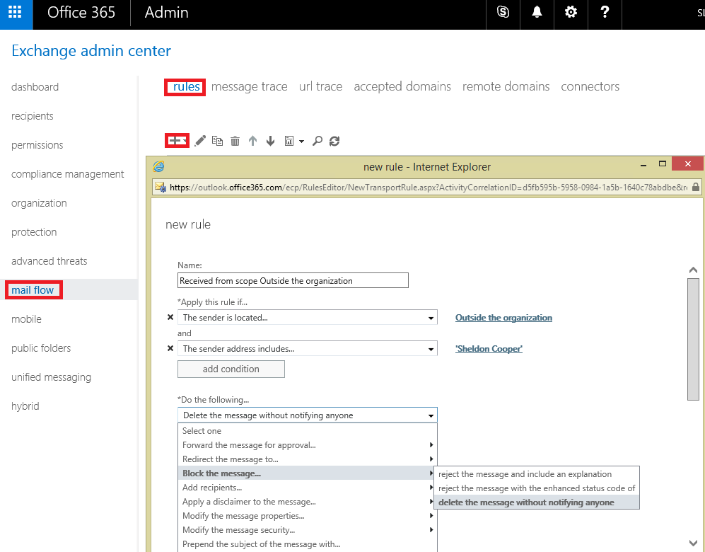 Block Email By Sender Name Office 365 Microsoft Community