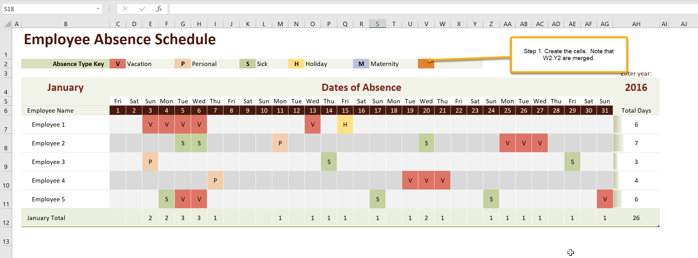 excel vacation schedule template