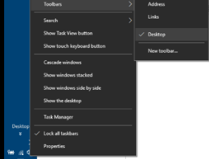 Taskbar Toolbar Desktop Opens Behind Taskbar Microsoft Community