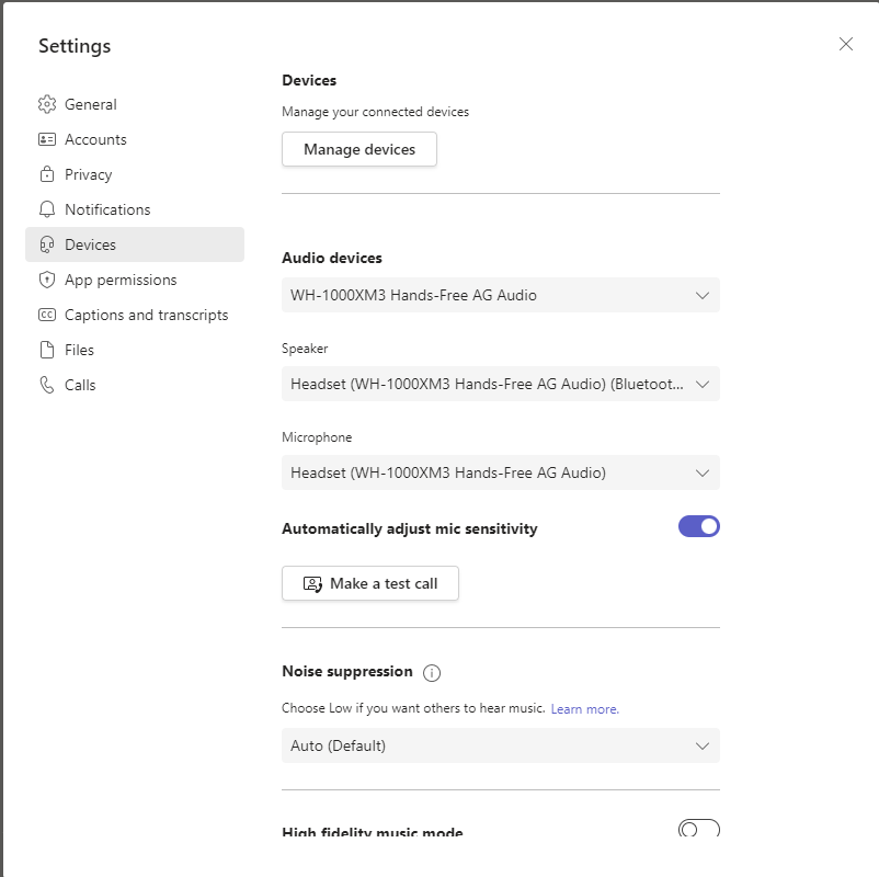 Teams calls with WH 1000XM3 Microsoft Community