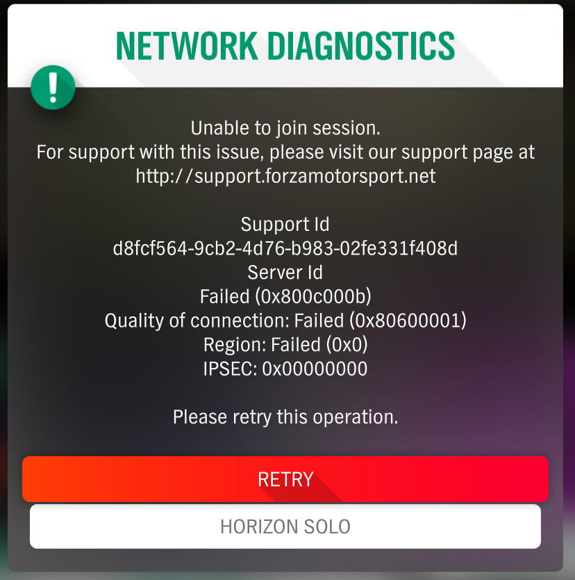 Forza Horizon Error 0x800c000b Unable To Join Session - Microsoft Community