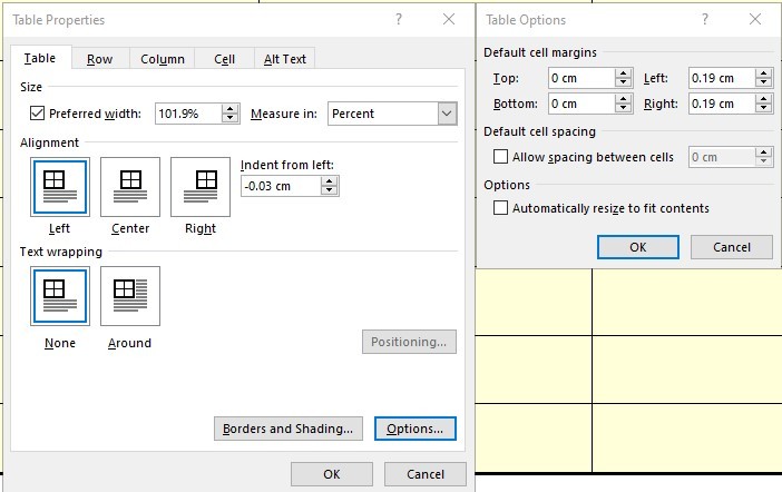 Copy and Paste Rows In a Table results in Misalignment Microsoft