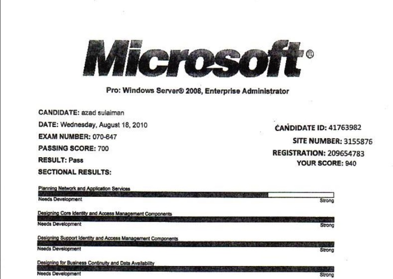 MCITP 2008 Transcript and Certification download - Training ...