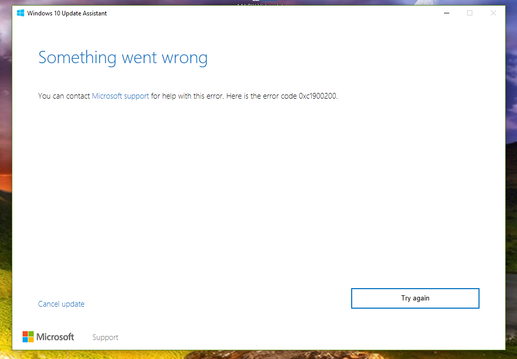 Windows Update Fehler "0xc1900200"