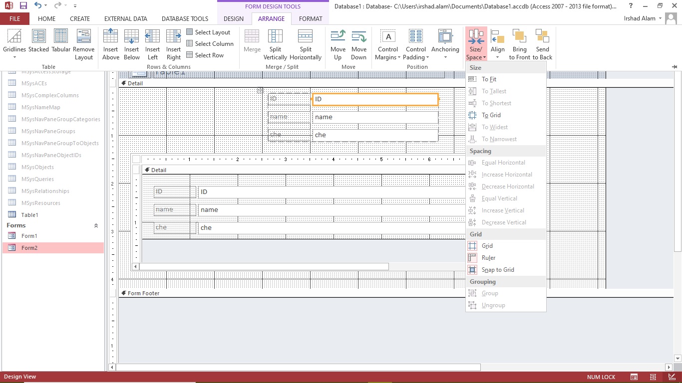 How to ungroup the Form Fields in the design view - Microsoft Community