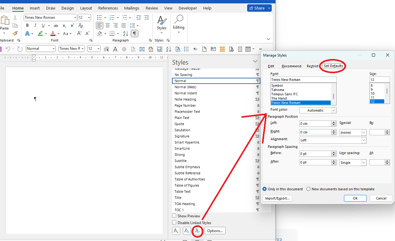 Font size change when pasting with the 