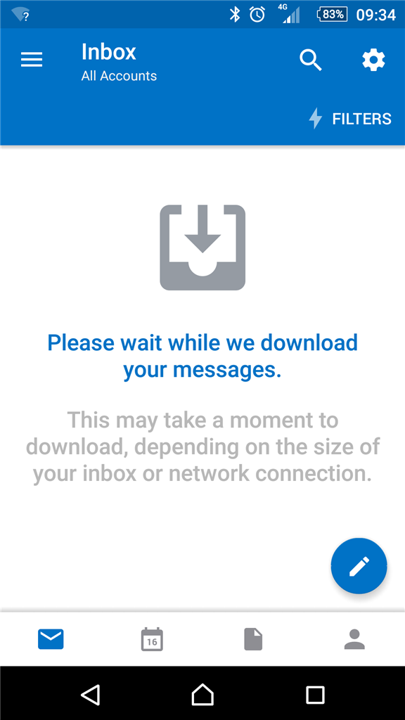 outlook download error android