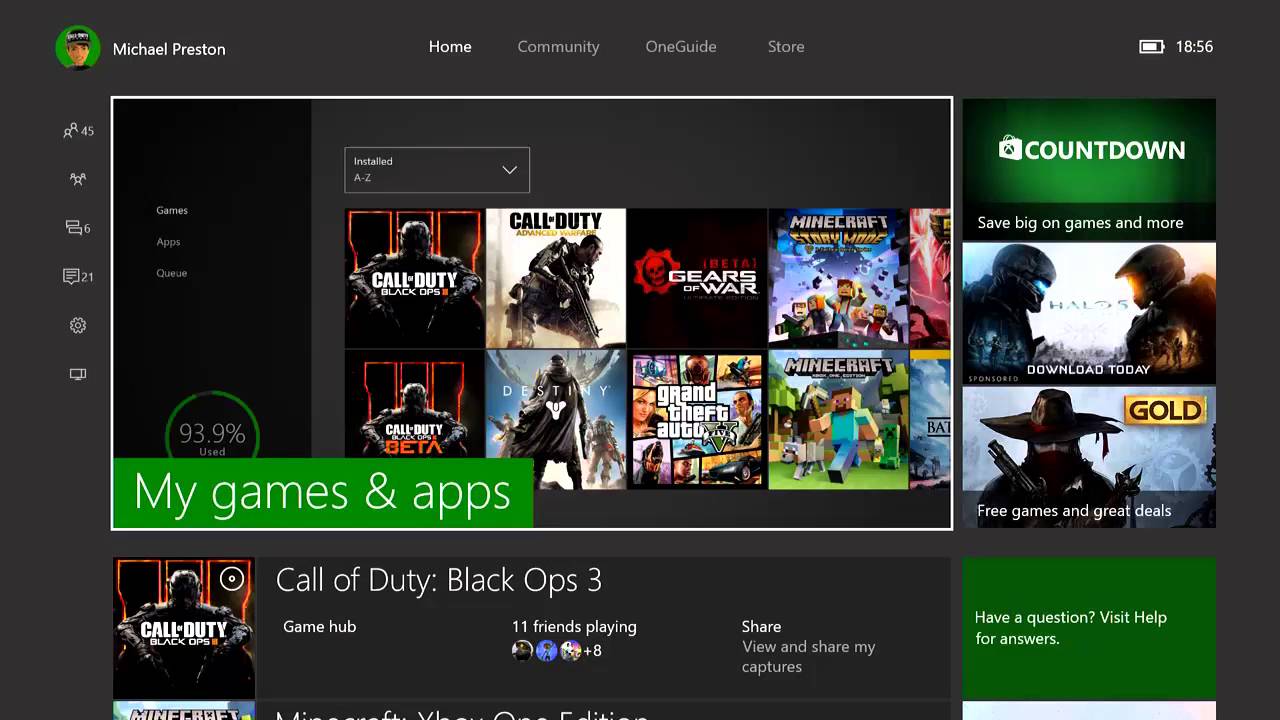 Xbox one store home page