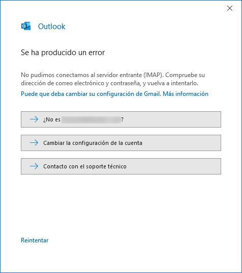 De repente, Outlook no puede conectarse al servidor IMAP de Gmail -  Microsoft Community