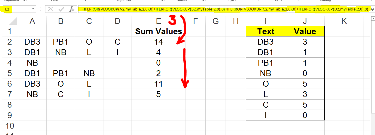 how-do-i-assign-a-numeric-value-to-text-in-a-cell-to-then-add-the