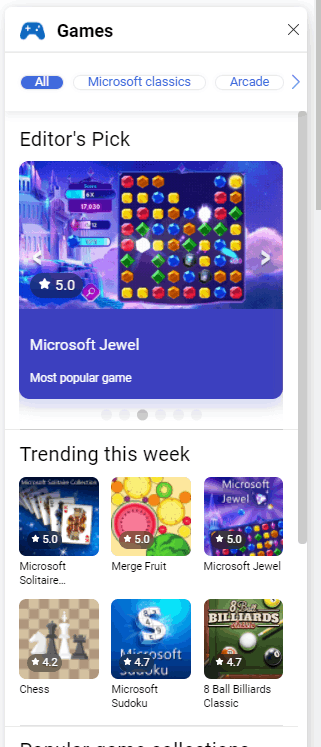 Microsoft Jewel, Games