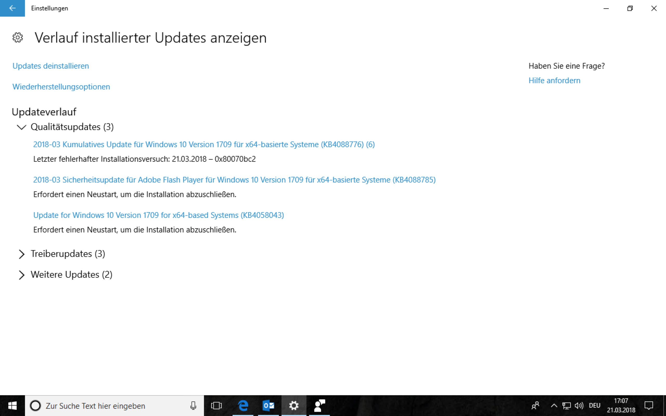 Windows Update fehlerhaft beendet