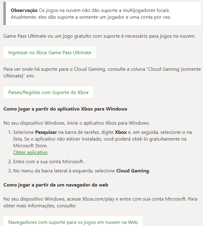 Não consigo acessar os jogos na nuvem aparece uma mensagem dizendo: -  Microsoft Community