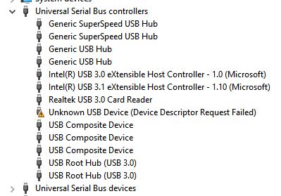Unknown device (device descriptor request failed) - Microsoft Community