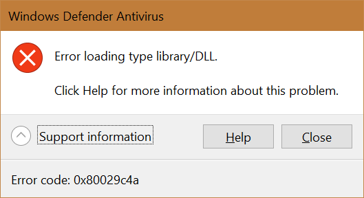 Defender ошибка. Windows Defender ошибка. Error in loading dll. Ошибка при загрузке библиотеки. Код 80029..