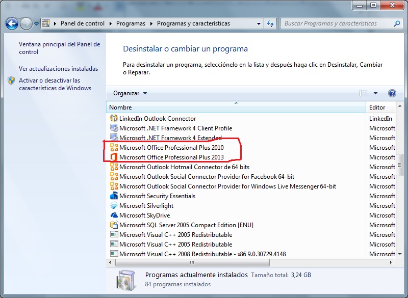 Desinstalar Office 365 1529